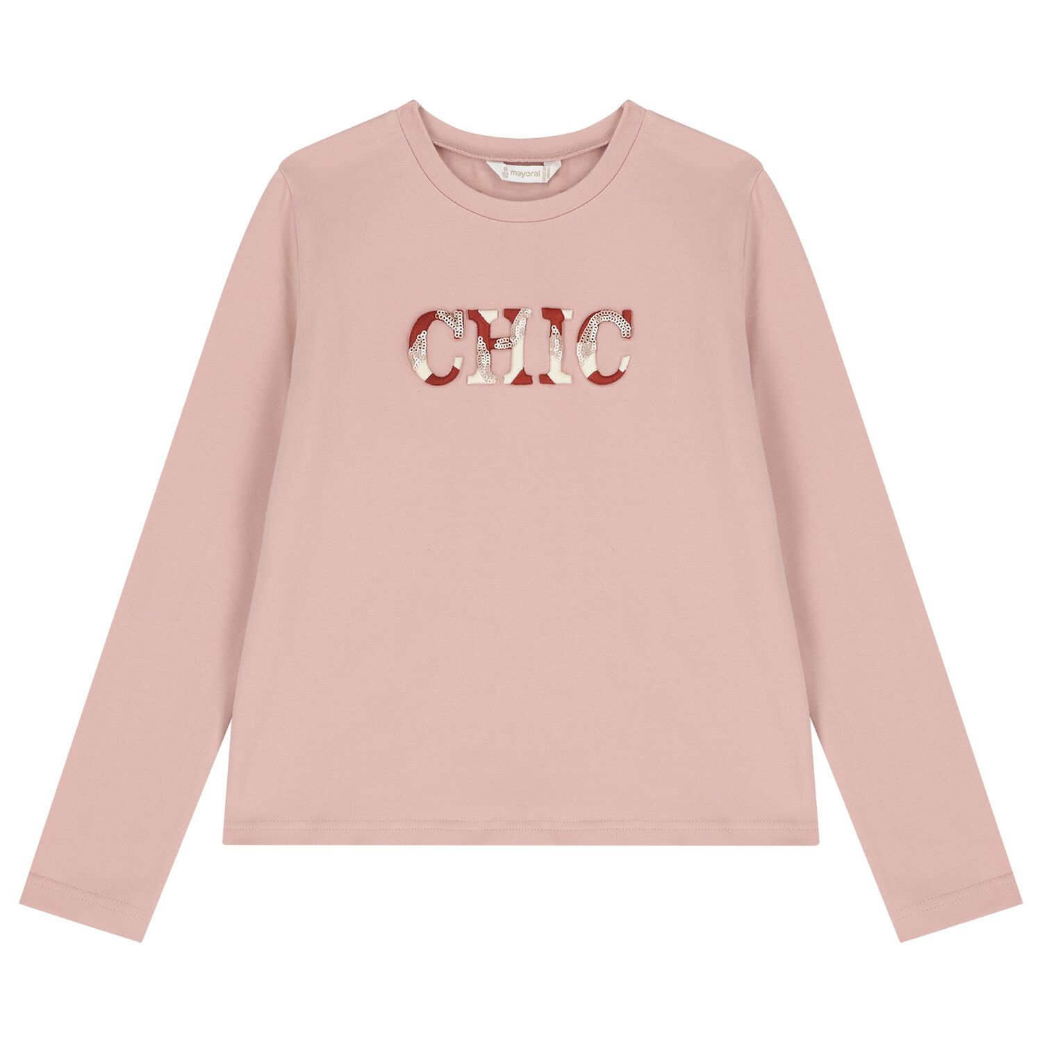 Girls Pink Printed Long Sleeve Top, 1, hi-res