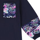 Girls Navy Blue Sequin Sweatshirt Dress, 1, hi-res