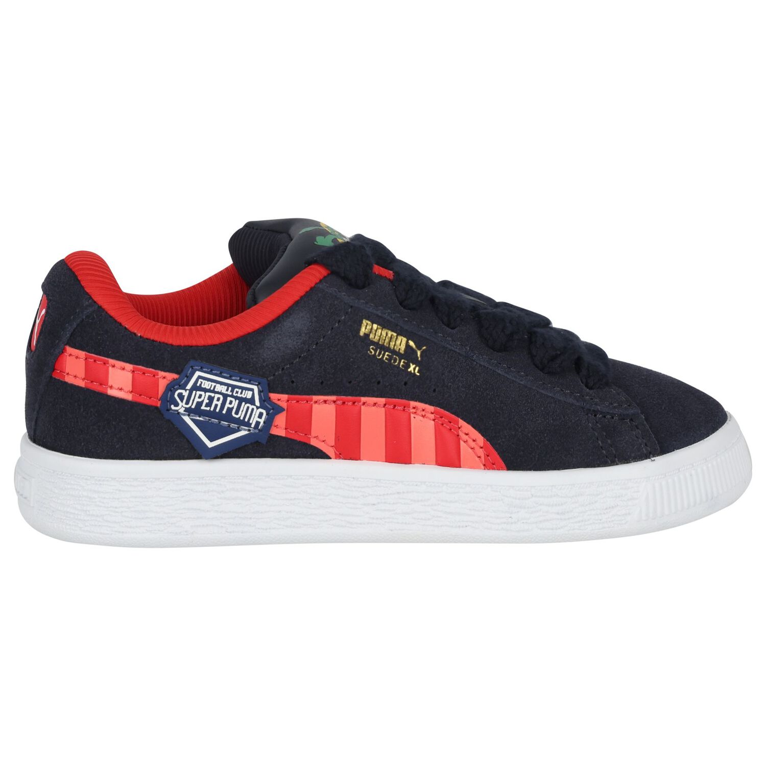 Boys Navy Blue Suede Super Puma Trainers, 1, hi-res