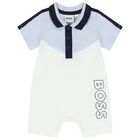 Baby Boys White Logo Polo Romper, 1, hi-res
