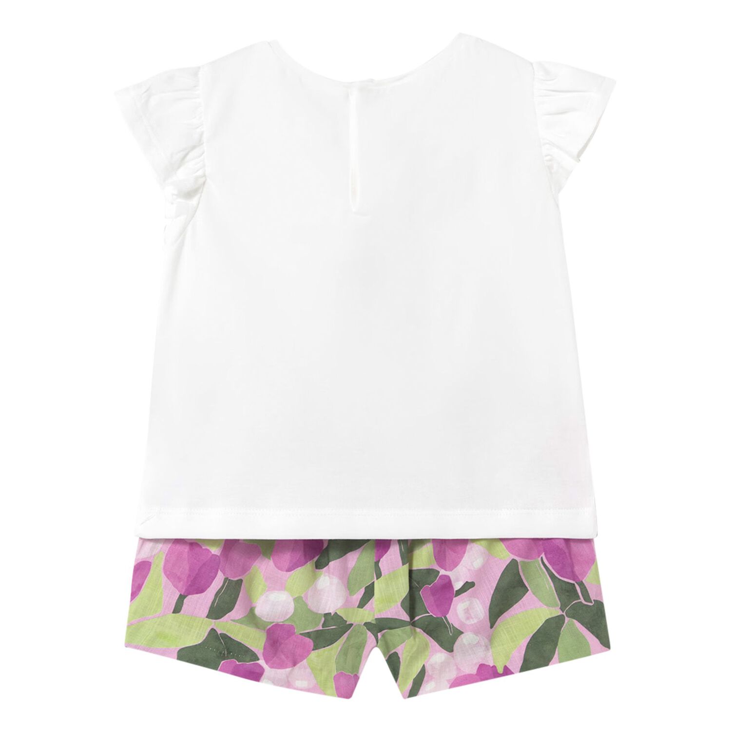 Younger Girls Ivory & Pink Shorts Set, 1, hi-res
