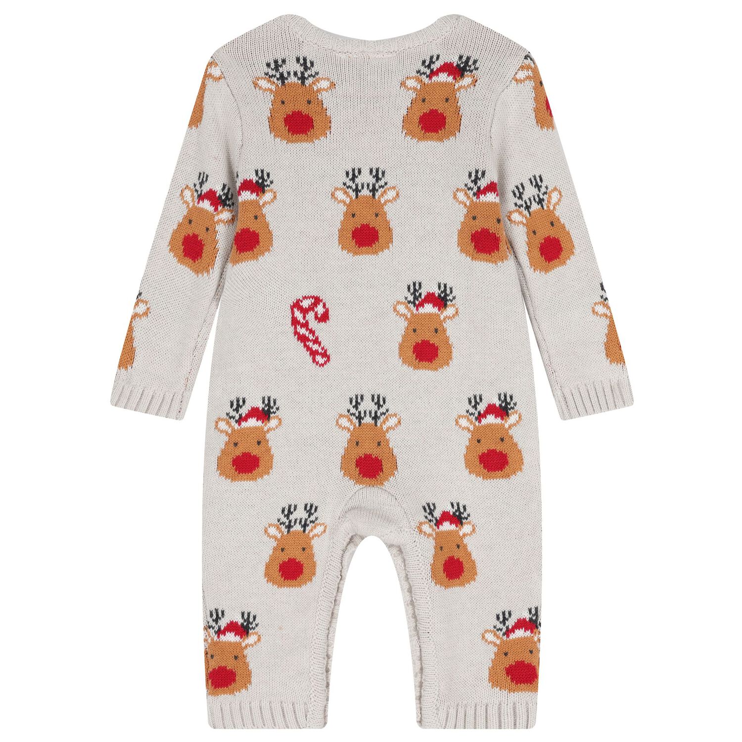 Grey Reindeer Christmas Baby Romper, 1, hi-res