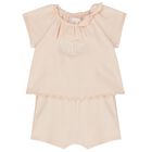 Baby Girls Pink Logo Romper, 1, hi-res