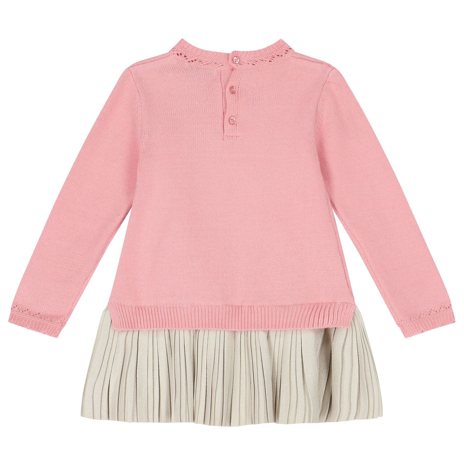 Younger Girls Pink & Beige Dress, 1, hi-res