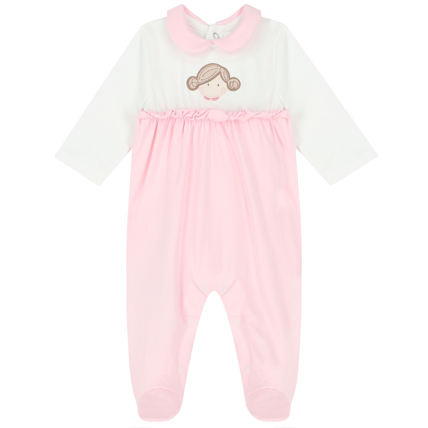 Girls Pink & White Babygrows (2 Pack), 1, hi-res