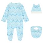 Baby Boys Blue Zig Zag Babygrow Gift Set , 1, hi-res