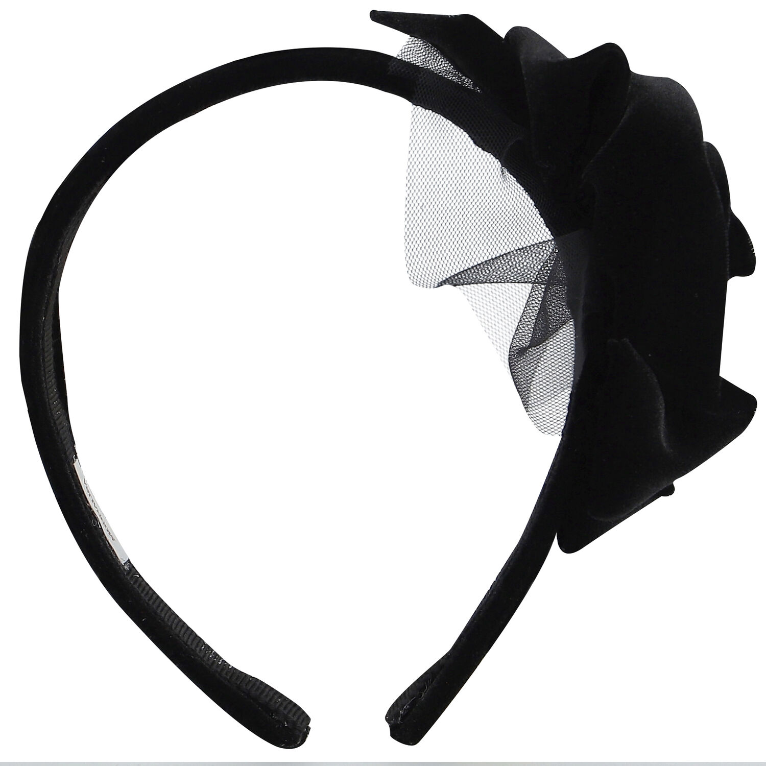 Girls Black Rose Headband, 1, hi-res