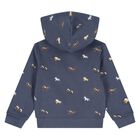 Younger Boys Navy Blue Horse Hooded Zip Up Top, 1, hi-res