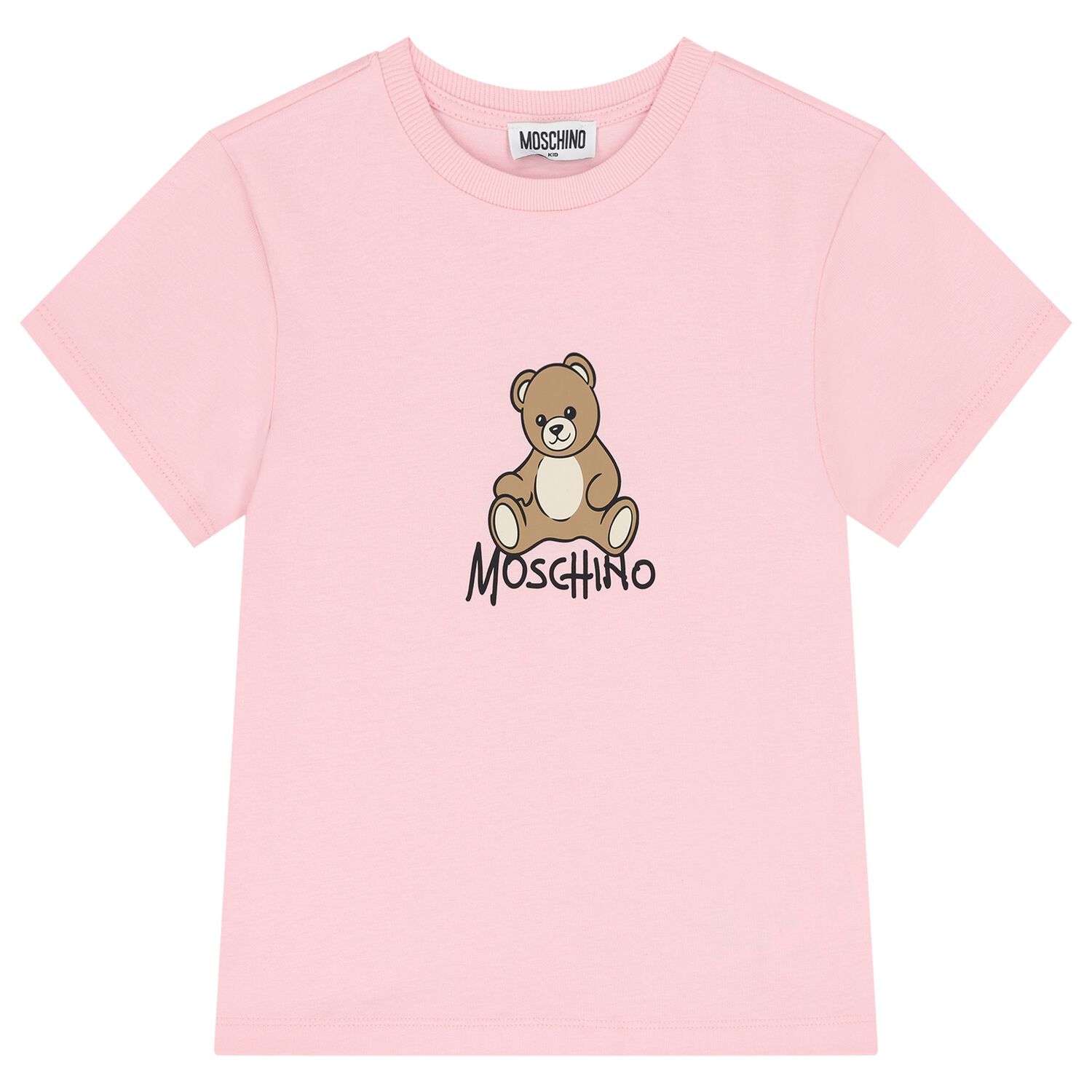 Girls Pink Teddy Bear Logo T-Shirt, 3, hi-res
