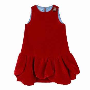 Girls Red Velvet Dress