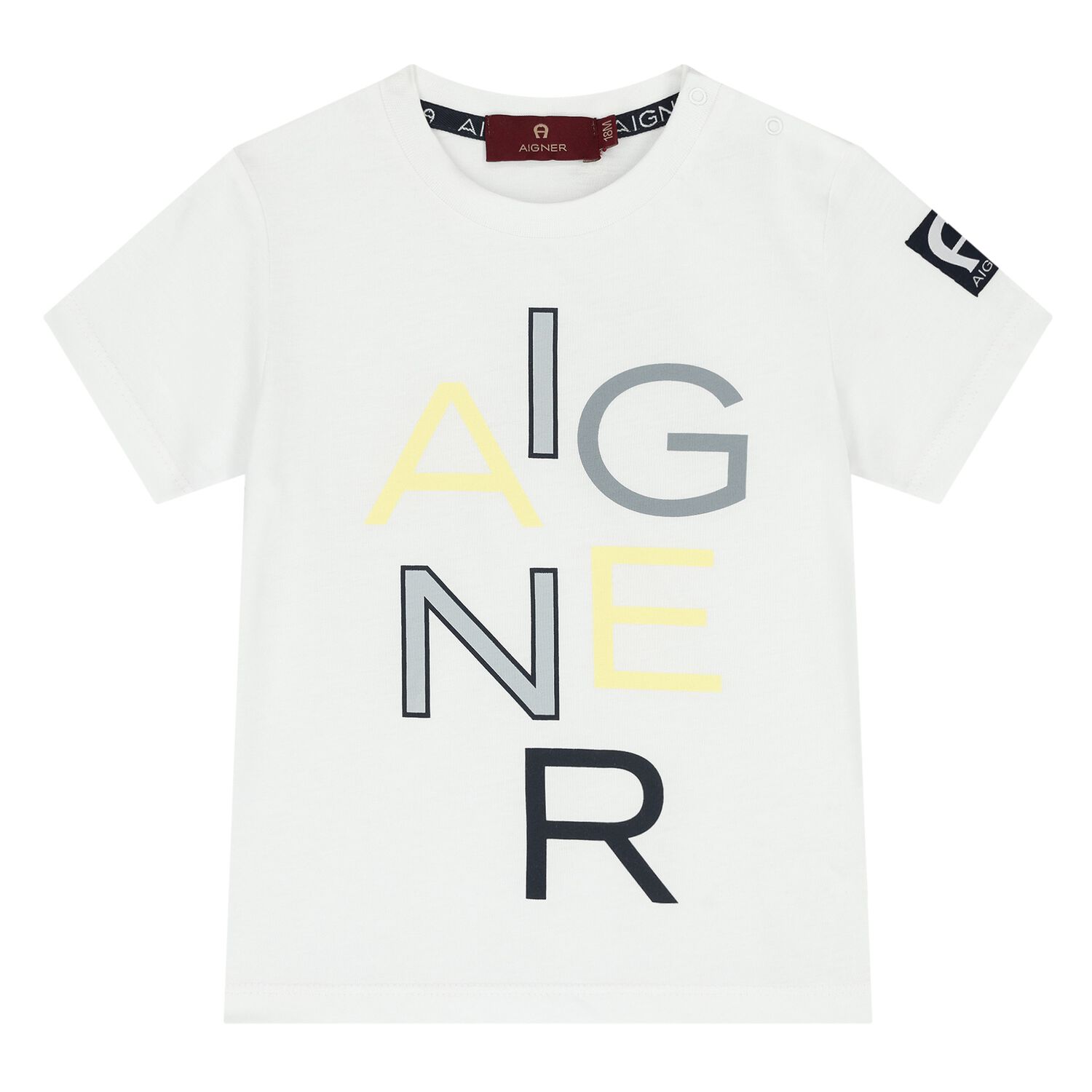 Younger Boys White Logo T-Shirt, 1, hi-res