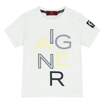 Younger Boys White Logo T-Shirt