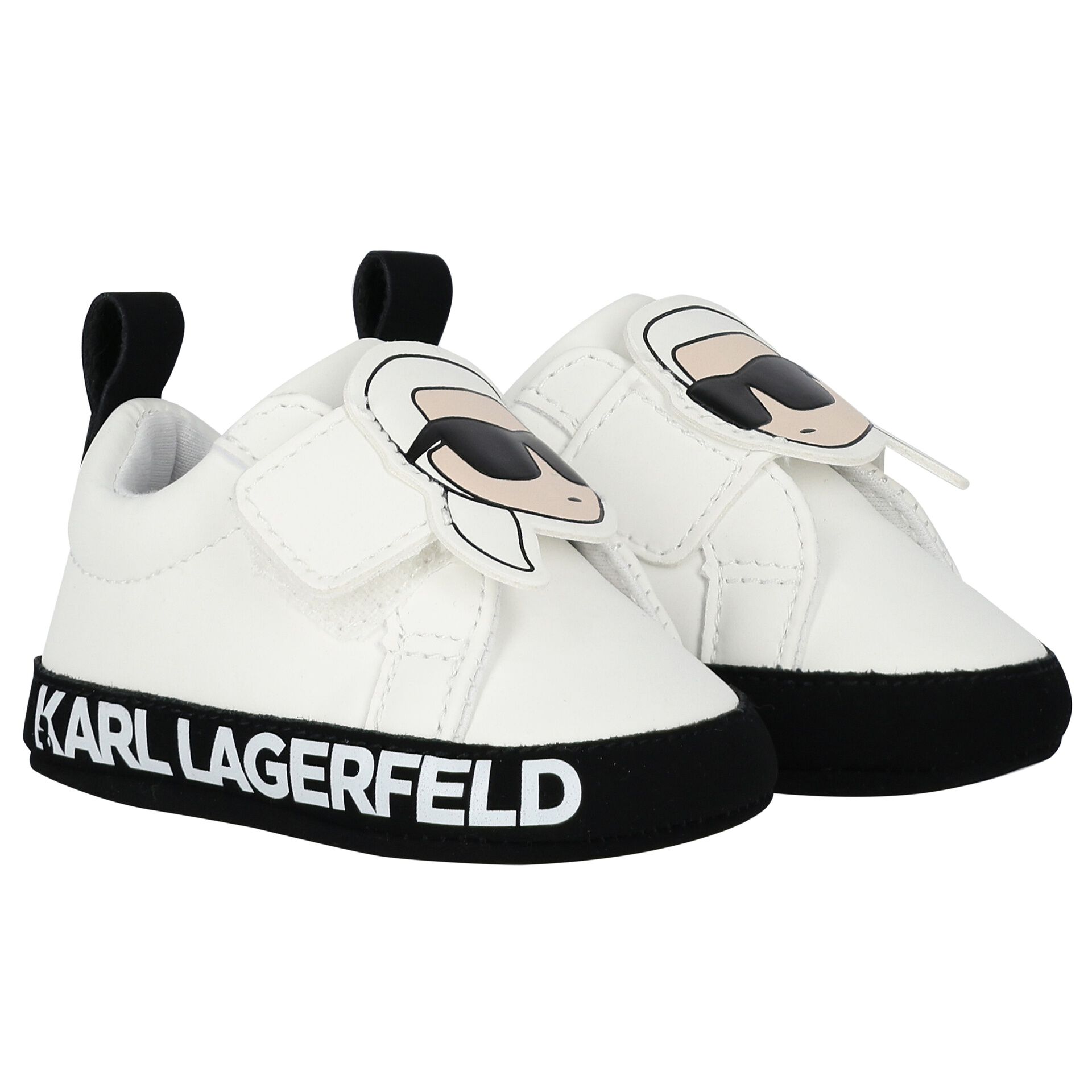 KARL LAGERFELD White Ikonik Baby Pre Walker Shoes Junior Couture UK