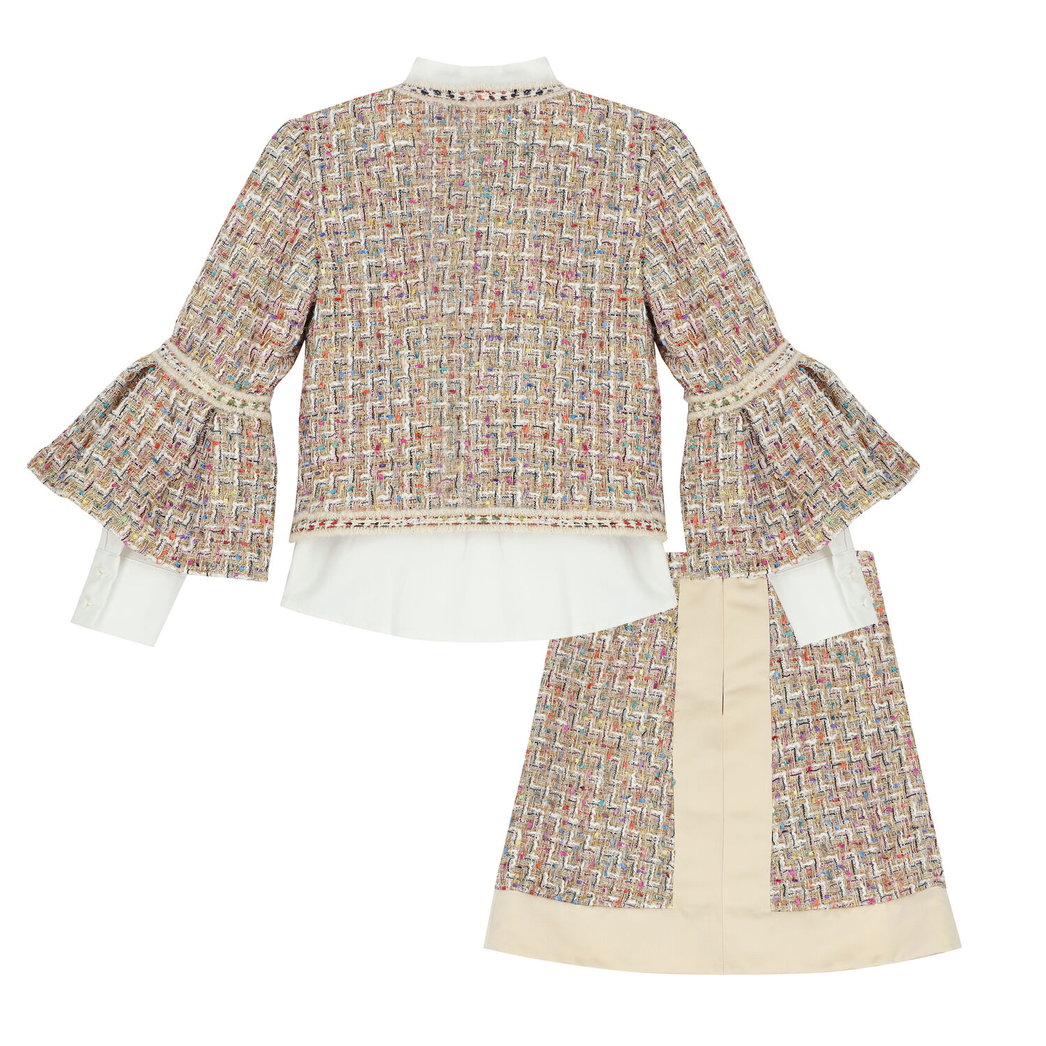 Girls Gold Skirt and Jacket Set, 1, hi-res