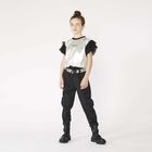 Girls Black Logo Trousers, 1, hi-res
