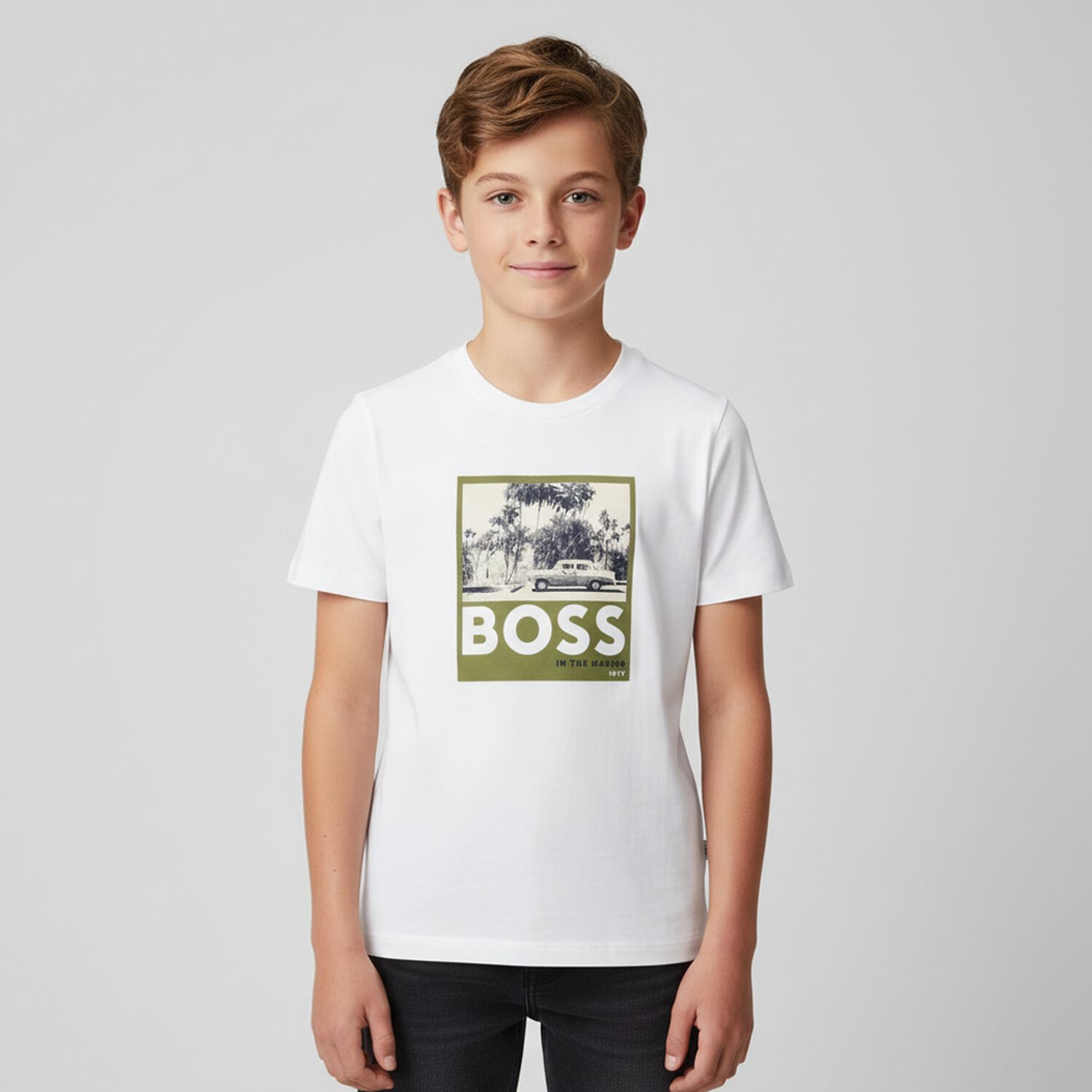 Boys White Logo T-Shirt, 2, hi-res