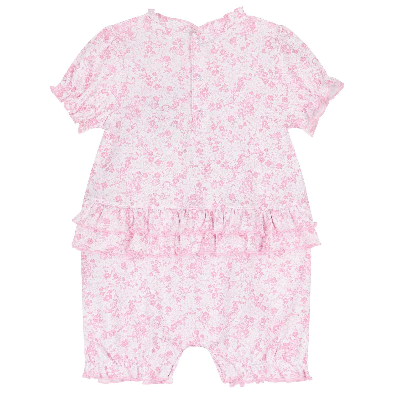Baby Girls White & Pink Old English Roses Babygrow, 1, hi-res image number null