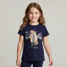 Girls Navy Blue Polo Bear T-Shirt, 1, hi-res