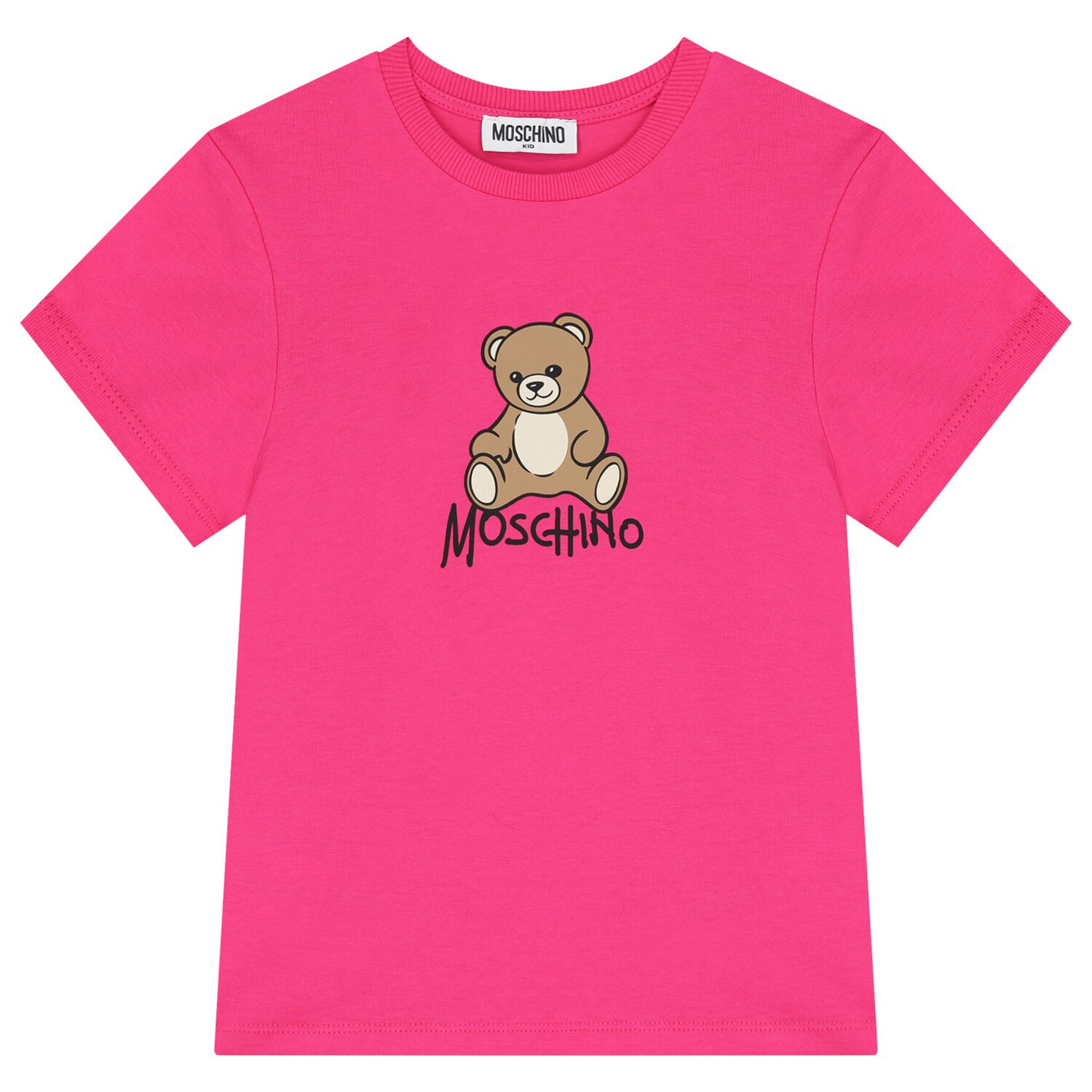 Girls Pink Teddy Bear Logo T-Shirt, 4, hi-res