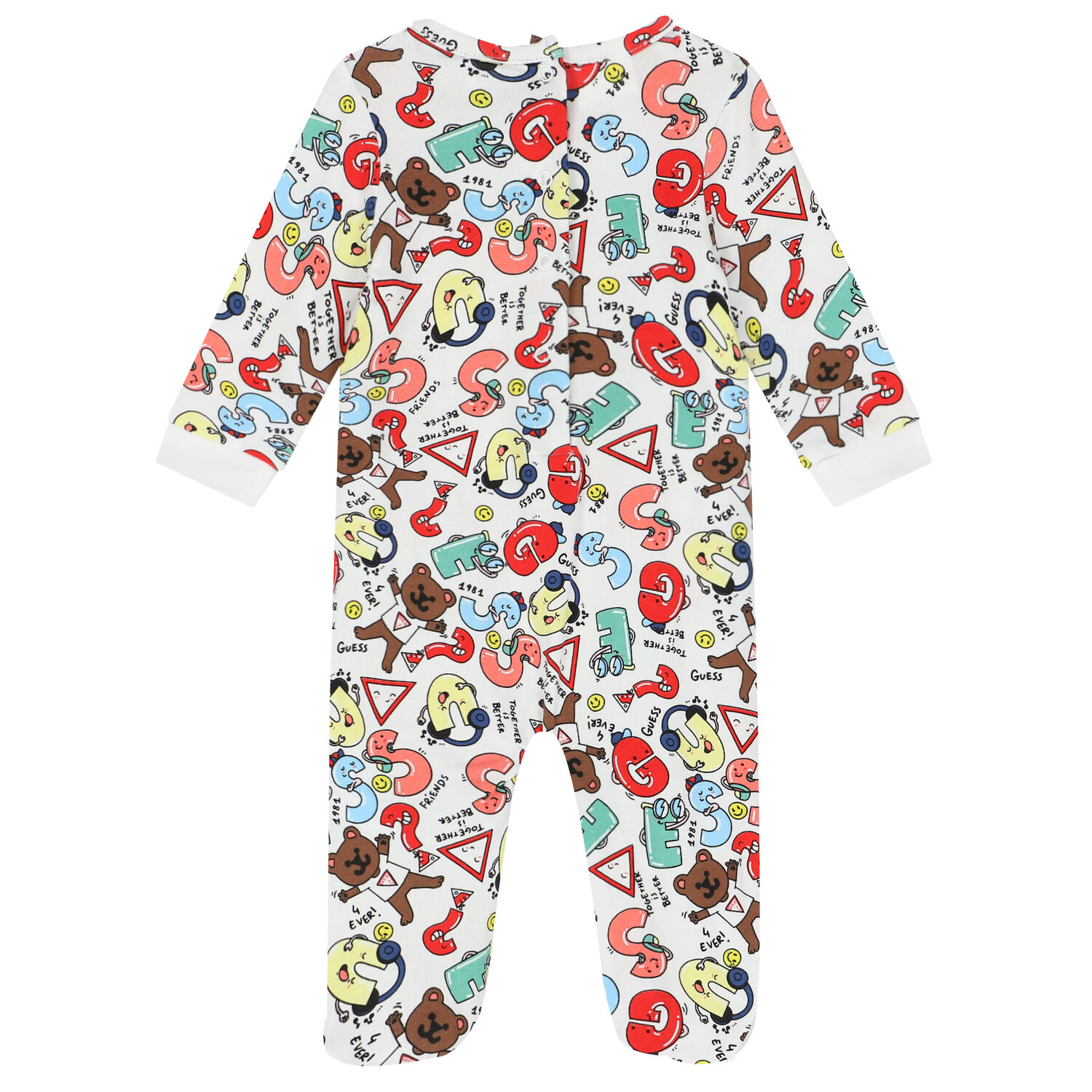 Baby Boys White Logo Babygrow, 1, hi-res