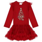 Girls Red Festive Tulle Dress, 1, hi-res