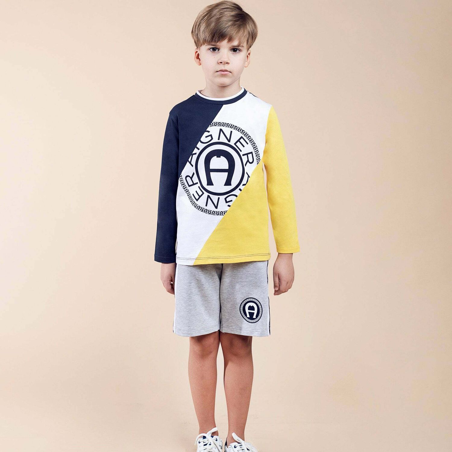 Boys Grey Logo Jersey Shorts, 2, hi-res image number null