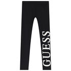 Girls Black Logo Leggings, 1, hi-res