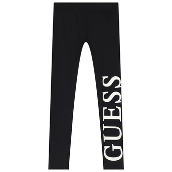 Girls Black Logo Leggings