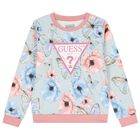 Girls Blue & Pink Floral Butterfly Logo Sweatshirt, 2, hi-res