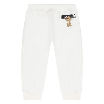 Younger White Teddy Bear Logo Joggers