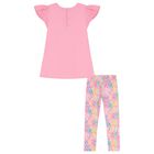 Girls Pink Logo Leggings Set, 1, hi-res