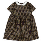 Baby Girls Beige FF Logo Dress, 1, hi-res