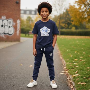 Boys Navy Blue Logo Joggers