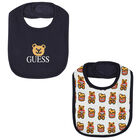 Baby Boys Navy Blue & White Teddy Bear Bib ( 2-Pack ), 1, hi-res