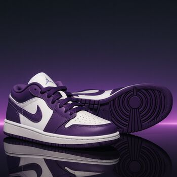 Girls Purple & White Air Jordan 1 Low Trainers, 7 Girls Purple & White Air Jordan 1 Low Trainers