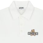 Boys White Teddy Bear Logo Polo Shirt, 1, hi-res