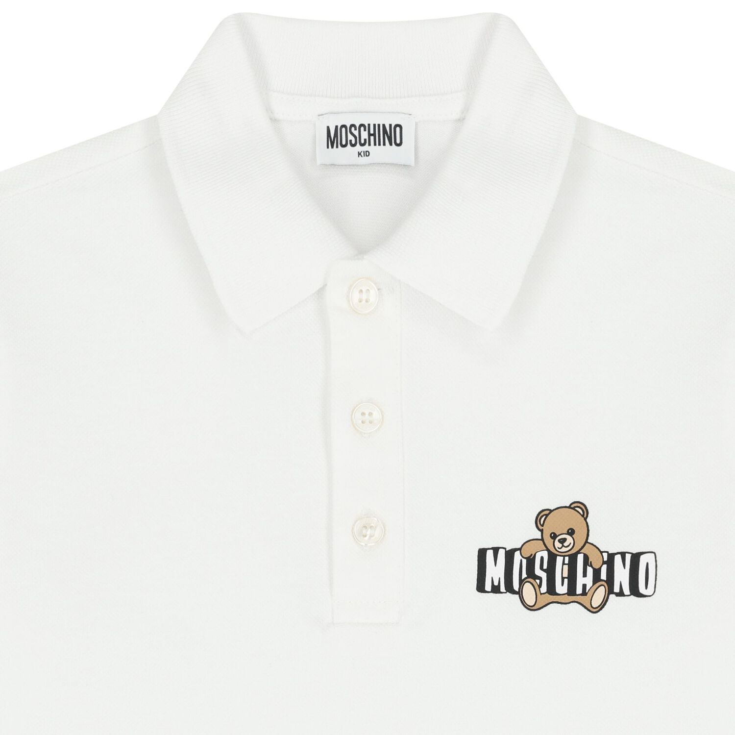 Boys White Teddy Bear Logo Polo Shirt, 1, hi-res