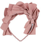 Girls Pink Bow Velvet Headband, 1, hi-res