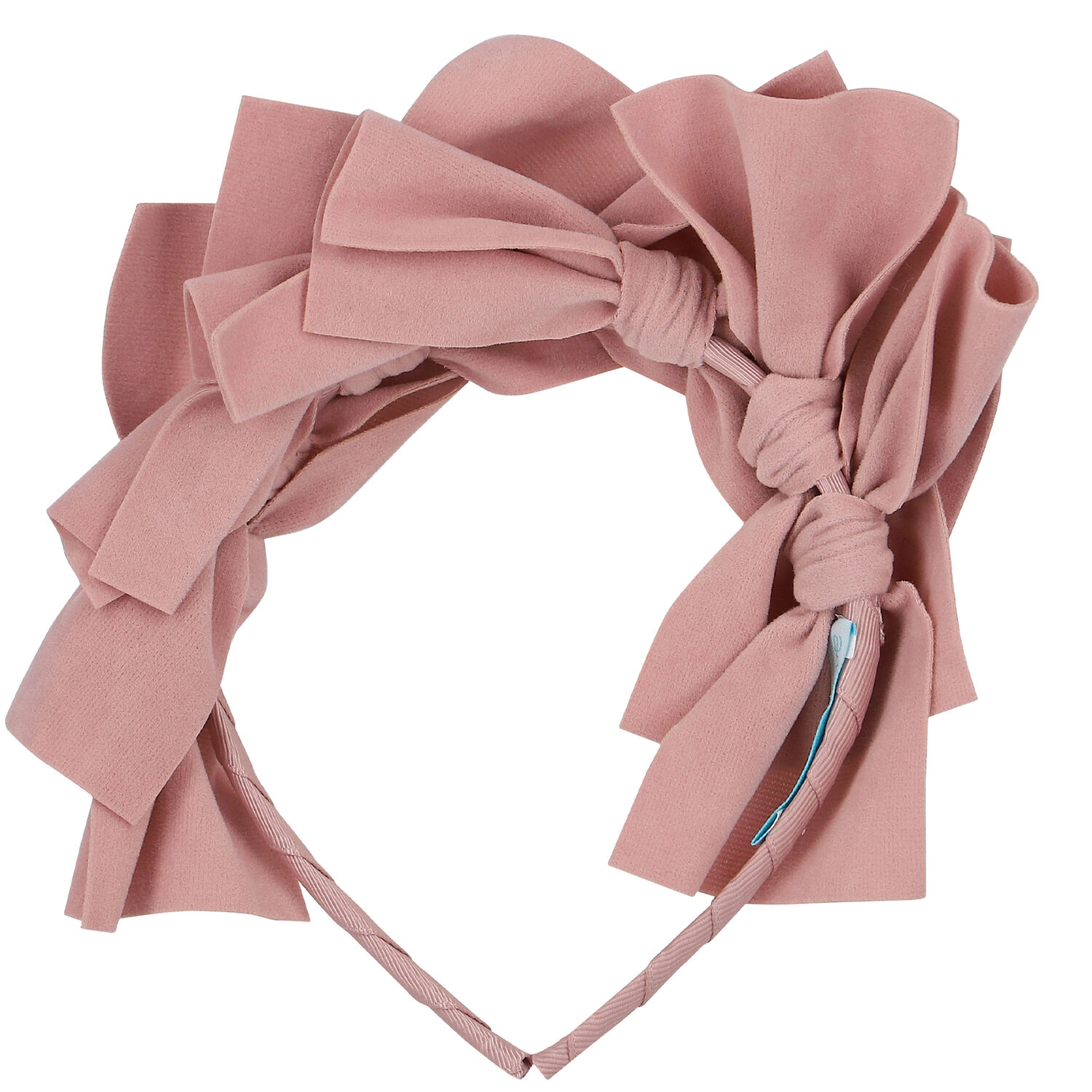 Girls Pink Bow Velvet Headband, 1, hi-res