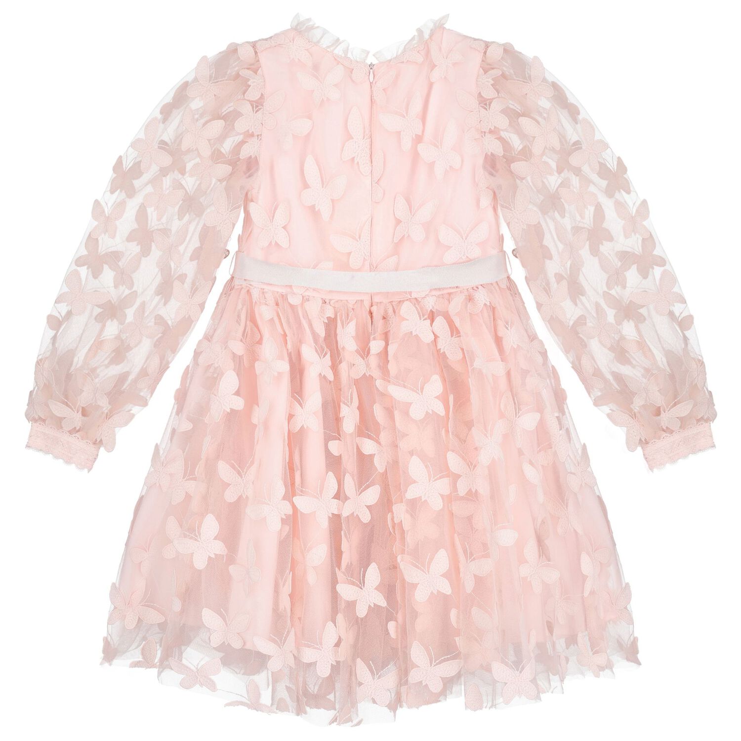 Girls Pink Butterfly Dress, 1, hi-res