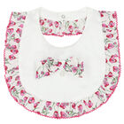 Baby Girls Ivory Floral Bib, 1, hi-res