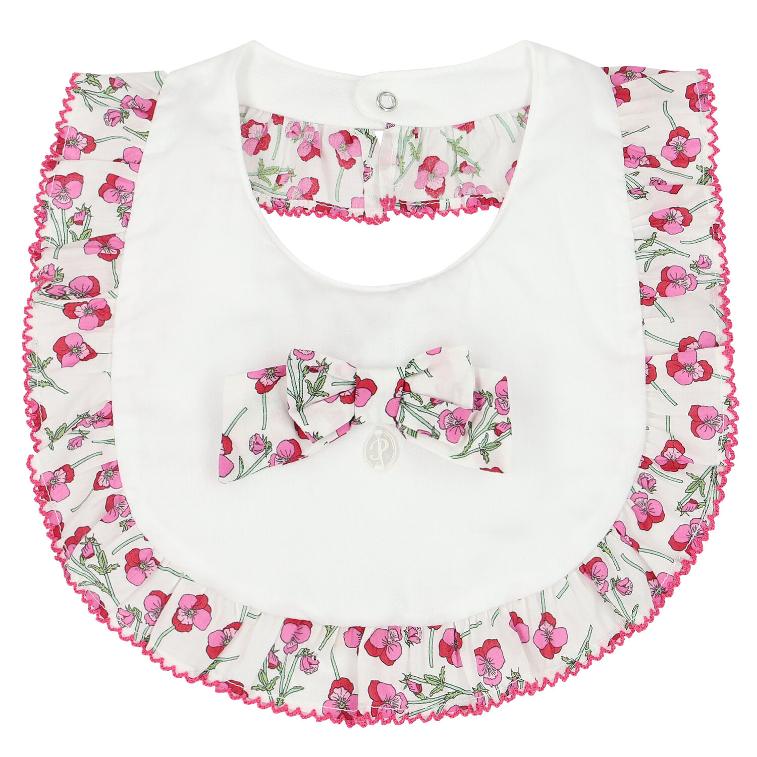 Baby Girls Ivory Floral Bib, 1, hi-res image number null