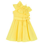 Girls Yellow Ruffle Dress, 2, hi-res