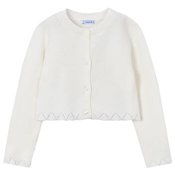 Girls Ivory Knitted Cardigan