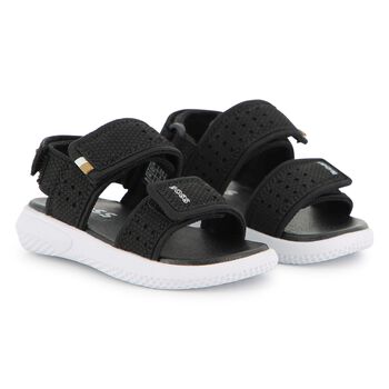 Boys Black Logo Sandals