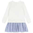 Girls White Polo Bear Dress , 1, hi-res