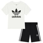 White & Black Logo Shorts Set, 1, hi-res