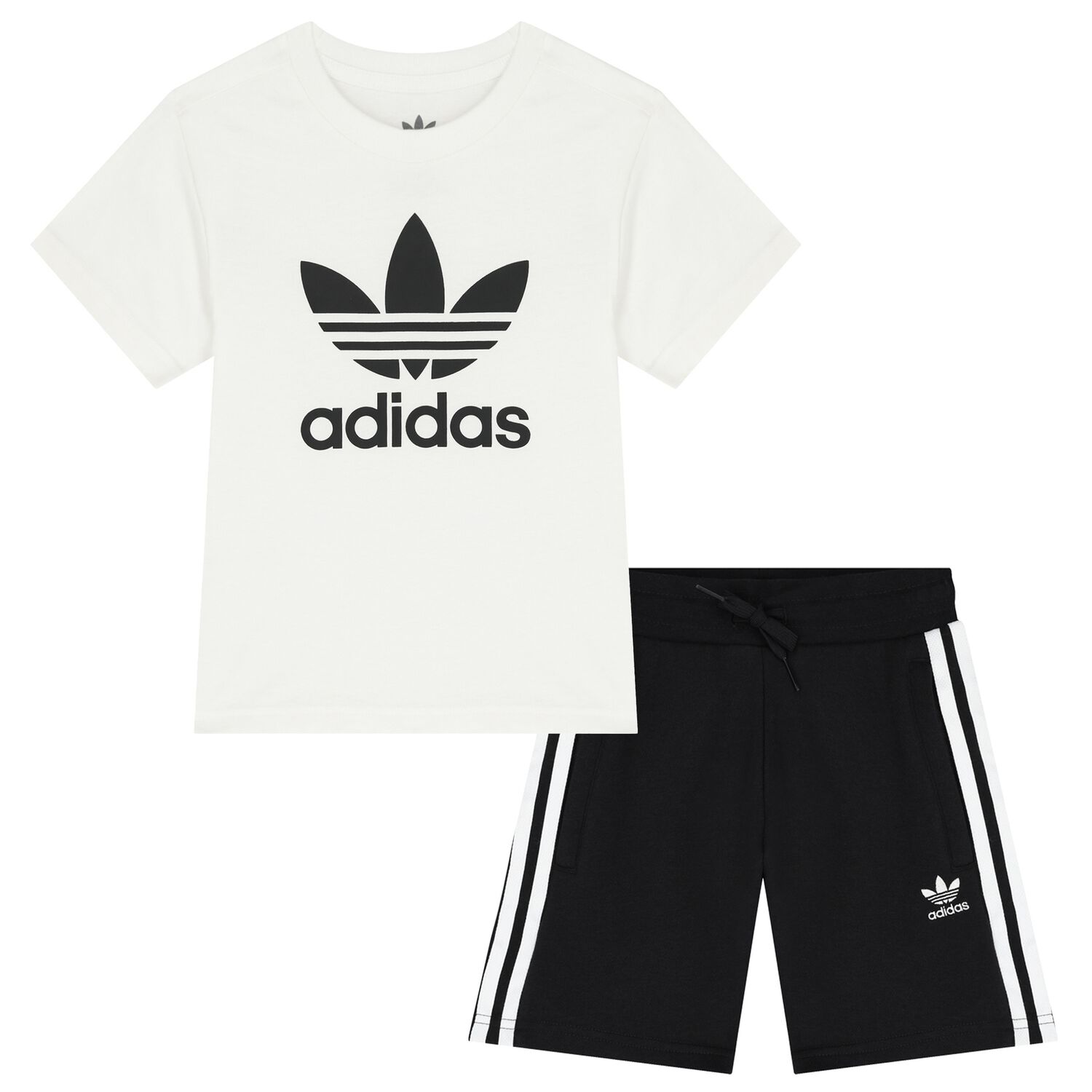 White & Black Logo Shorts Set, 1, hi-res