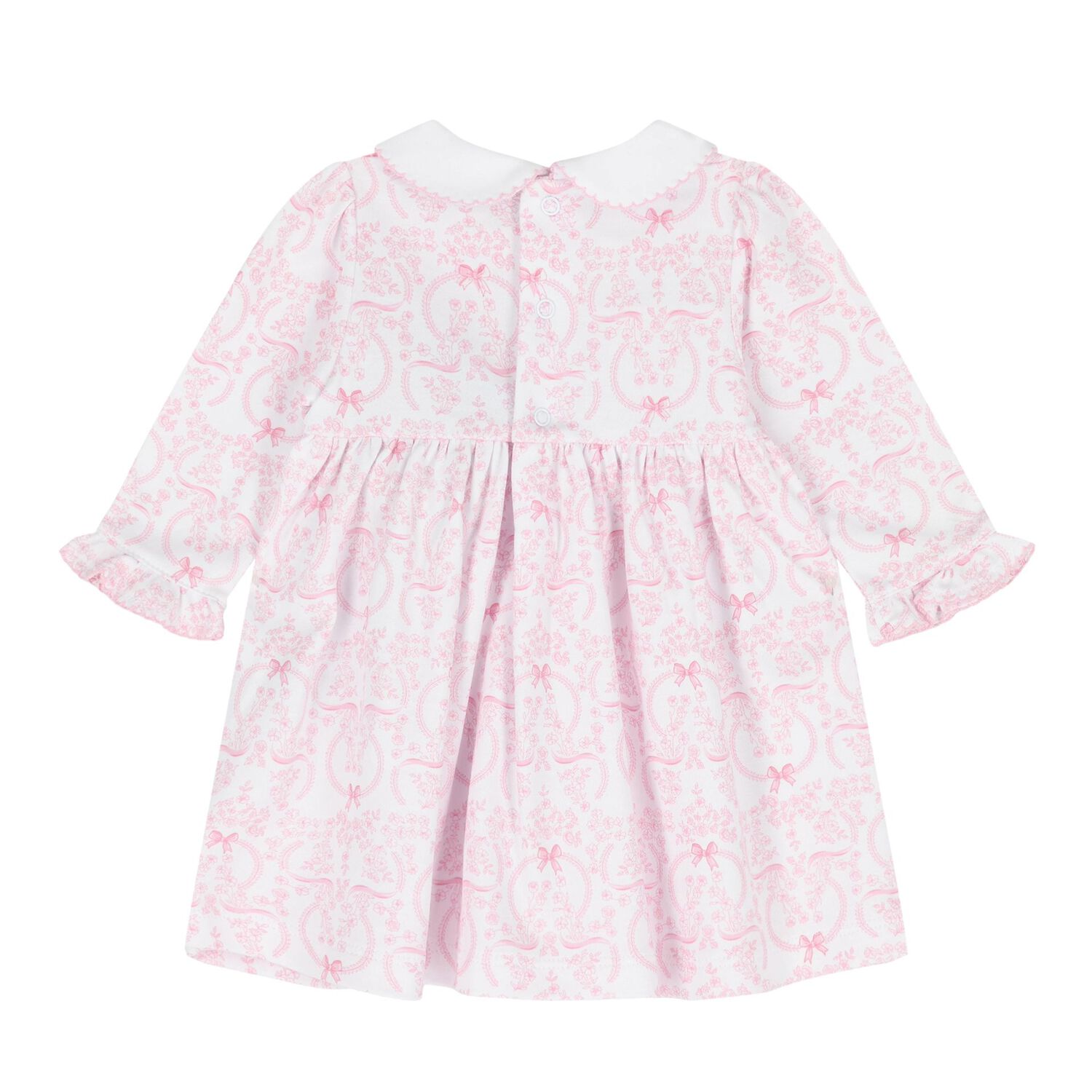  Baby Girls White & Pink Delicate Blooming Bow Dress Set, 1, hi-res
