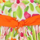 Girls Green, Orange & Pink Floral Satin Dress, 1, hi-res